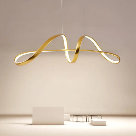 Nordic Metal Led Suspension Lamp: Gold Plated Twist Design For Restaurant Island Lighting / Warm