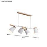 Nordic Metal Linear Chandelier - 4 Head Island Lighting In Green/Grey/White For Restaurants