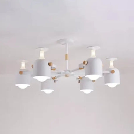 Nordic Metal Macaron Goblet Chandelier - 6 Heads Hanging Light For Study Room White