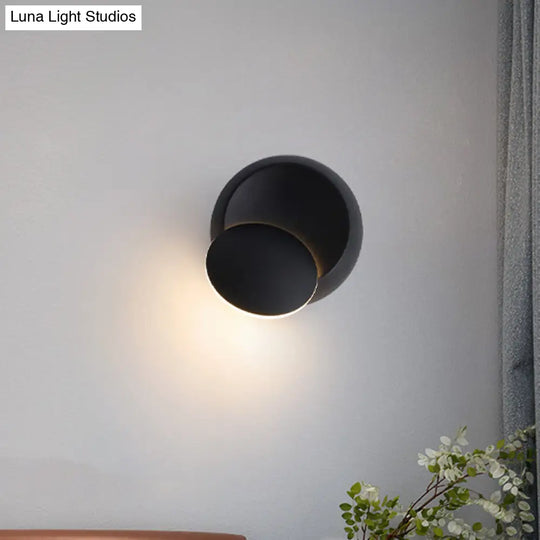 Nordic Metal Moon Wall Light - Moveable Flush Mount Sconce In Black/White/Pink With Led White/Yellow