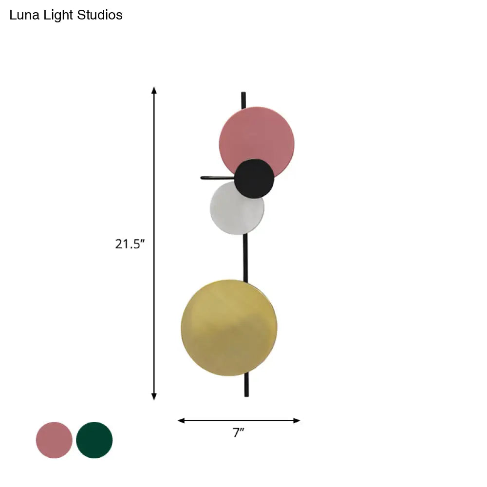 Nordic Metal Moon Wall Light - Moveable Flush Mount Sconce In Black/White/Pink With Led White/Yellow