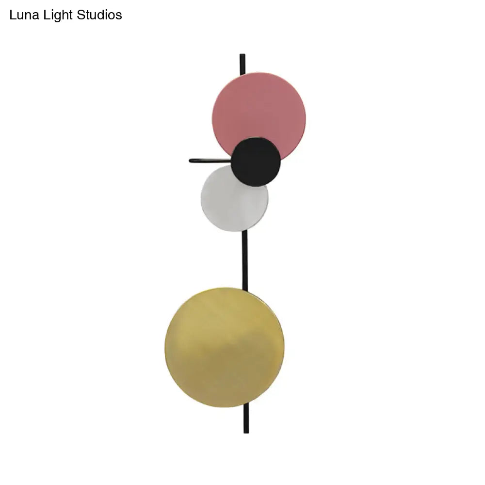 Nordic Metal Moon Wall Light - Moveable Flush Mount Sconce In Black/White/Pink With Led White/Yellow