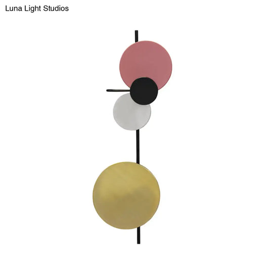 Nordic Metal Moon Wall Light - Moveable Flush Mount Sconce In Black/White/Pink With Led White/Yellow
