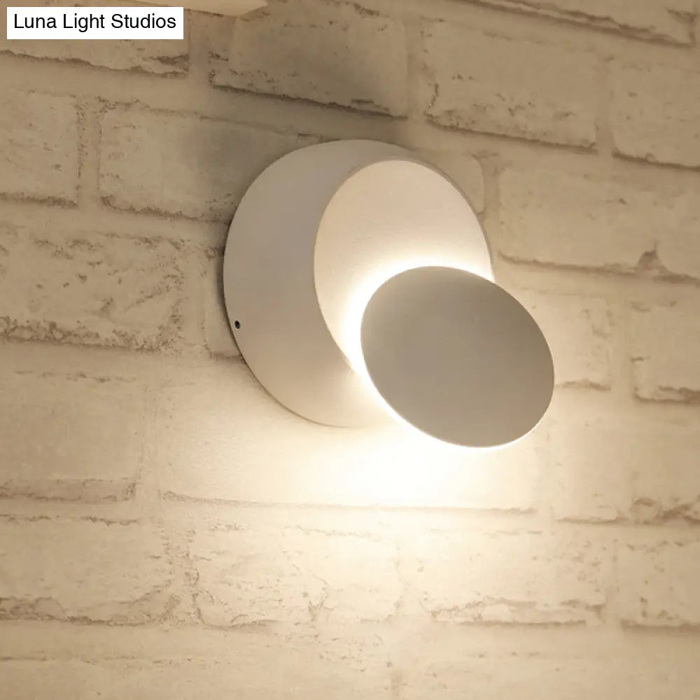 Nordic Metal Moon Wall Light - Moveable Flush Mount Sconce In Black/White/Pink With Led White/Yellow
