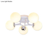 Nordic Metal Semi Flush Mount Light With Globe Glass Shade - 3/5/9 Lights For Living Room