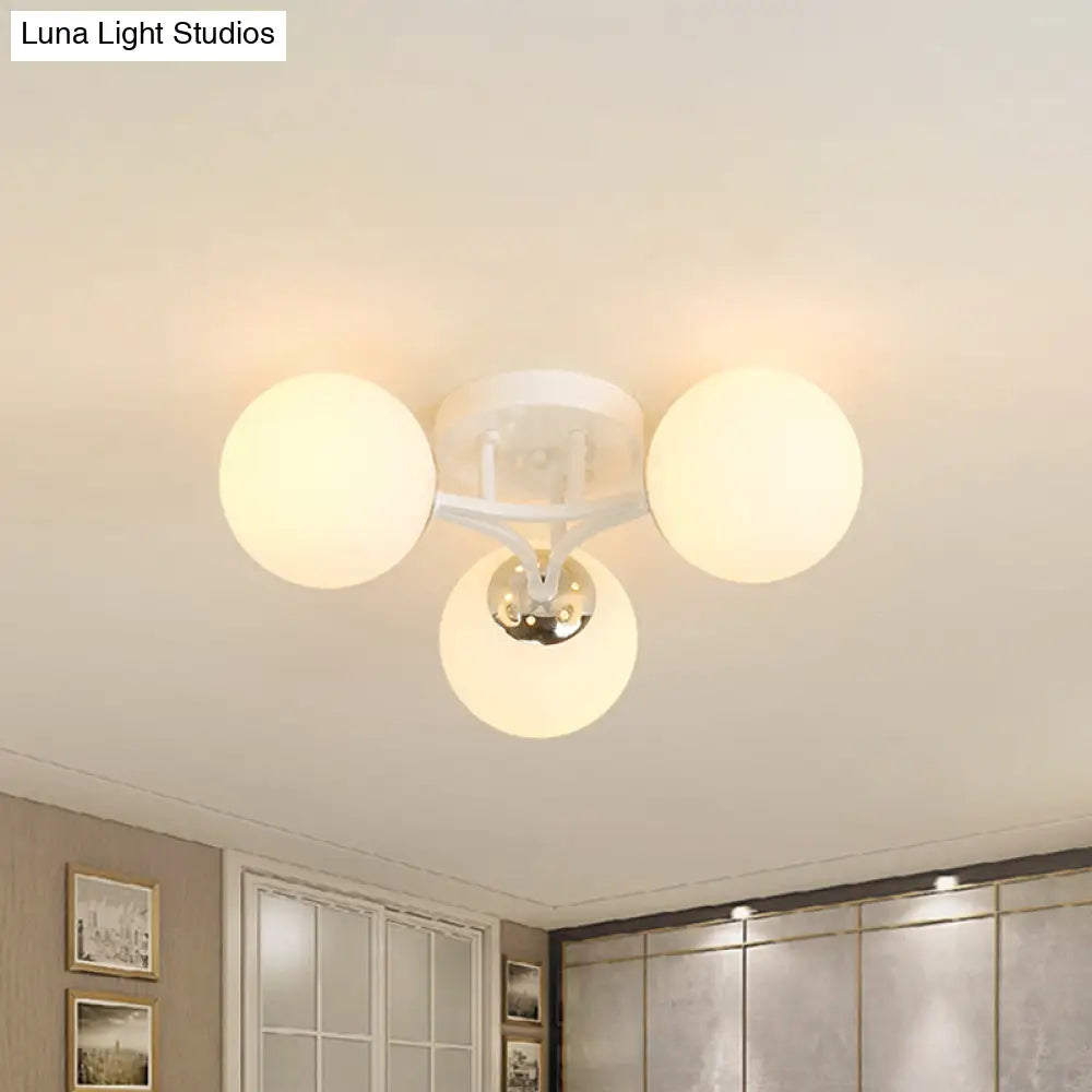 Nordic Metal Semi Flush Mount Light With Globe Glass Shade - 3/5/9 Lights For Living Room