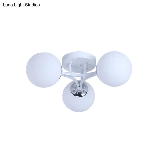 Nordic Metal Semi Flush Mount Light With Globe Glass Shade - 3/5/9 Lights For Living Room