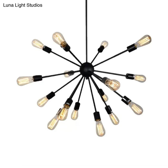 Nordic Metal Sputnik Chandelier Pendant Light - 16 Lights Black Hanging Lamp