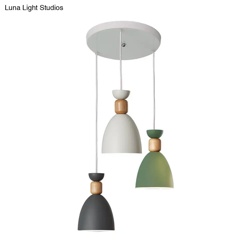 Nordic Metal Wine Cup Multi Pendant Light With 3 Bulbs For Elegant Table Lighting