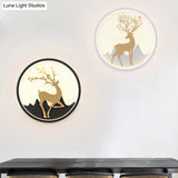 Nordic Metallic Black/White-Gold Led Circle Wall Sconce Light: Warm/White Glow For Bedroom