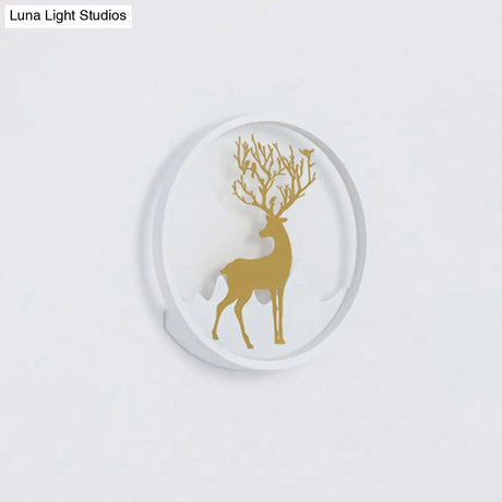 Nordic Metallic Black/White-Gold Led Circle Wall Sconce Light: Warm/White Glow For Bedroom