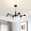 Nordic Metallic Hanging Lamp Kit - Oblong 6/8 Head Black Chandelier For Living Room Lighting 6 /