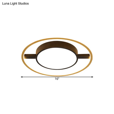 Nordic Metallic Led Ceiling Lamp - Ring And Drum Flush Mount In Warm/White Light Options Black