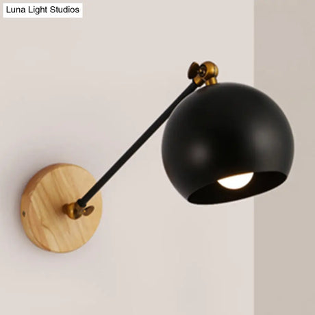 Nordic Metallic Wall Lamp With Adjustable Spherical Shade For Boutique - 1-Bulb Light