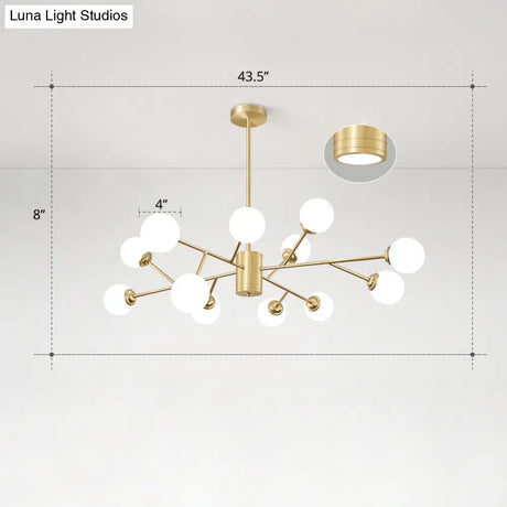 Nordic Milky Glass Chandelier Gold Suspension Light For Living Room