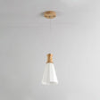 Nordic Milky Glass Cone Pendant Light - Wood Suspension Lamp With Round/Linear Canopy 1 /