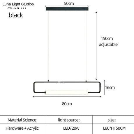 Nordic Minimalist Bar Hanging Rectangular Frame Pendant Light Pendant