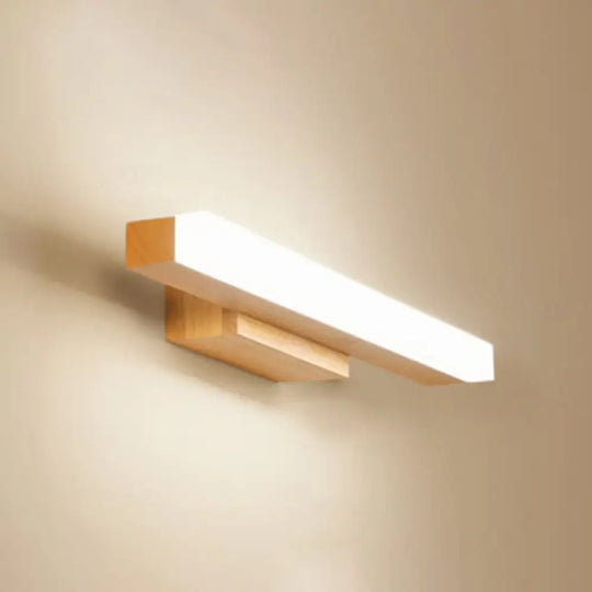Nordic Minimalist Wood Vanity Light - Rectangular Single Wall Sconce / 16 White