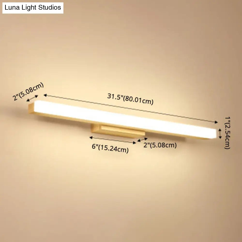 Nordic Minimalist Wood Vanity Light - Rectangular Single Wall Sconce