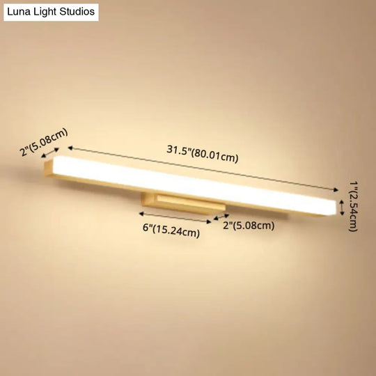 Nordic Minimalist Wood Vanity Light - Rectangular Single Wall Sconce