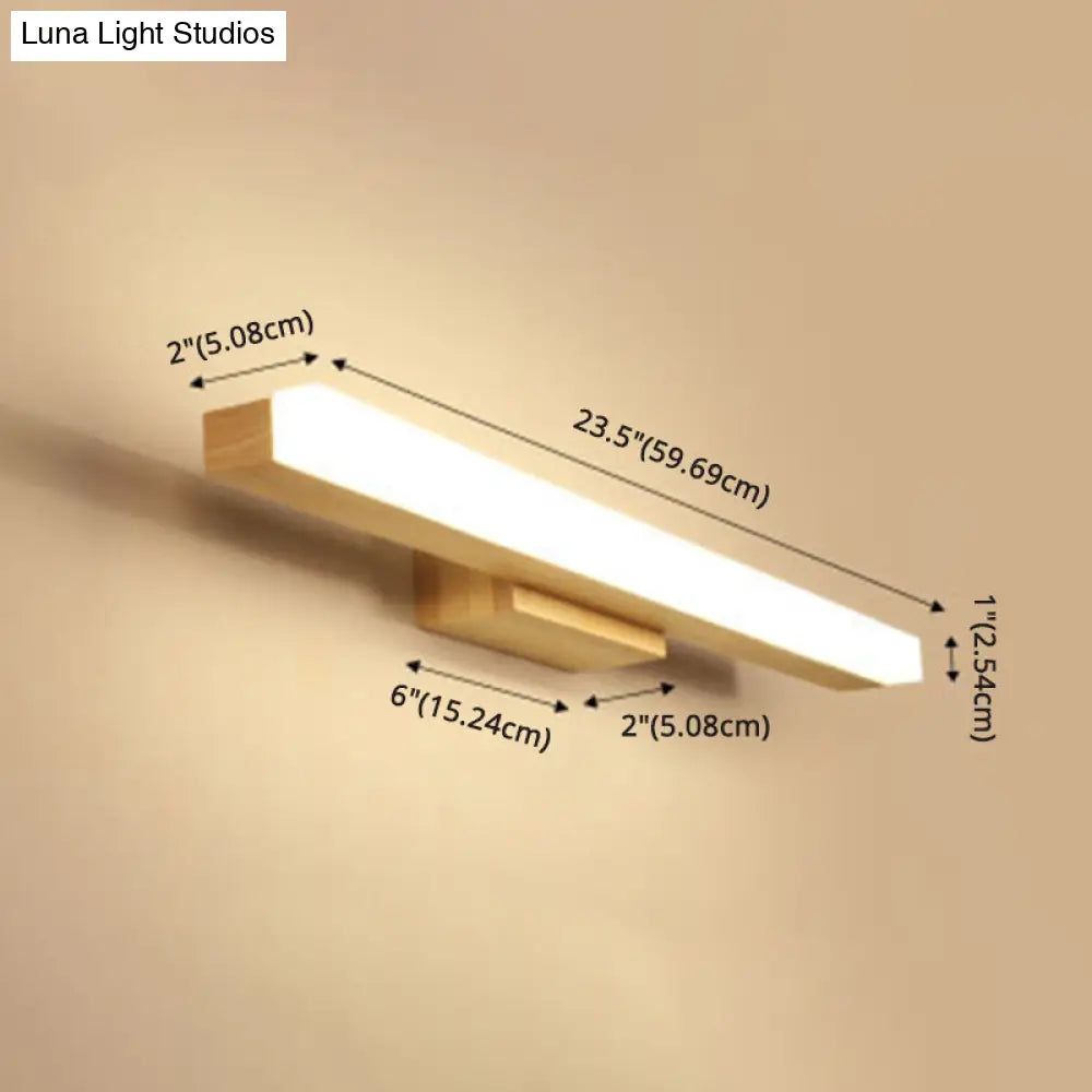 Nordic Minimalist Wood Vanity Light - Rectangular Single Wall Sconce