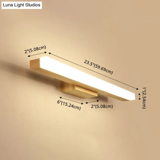 Nordic Minimalist Wood Vanity Light - Rectangular Single Wall Sconce