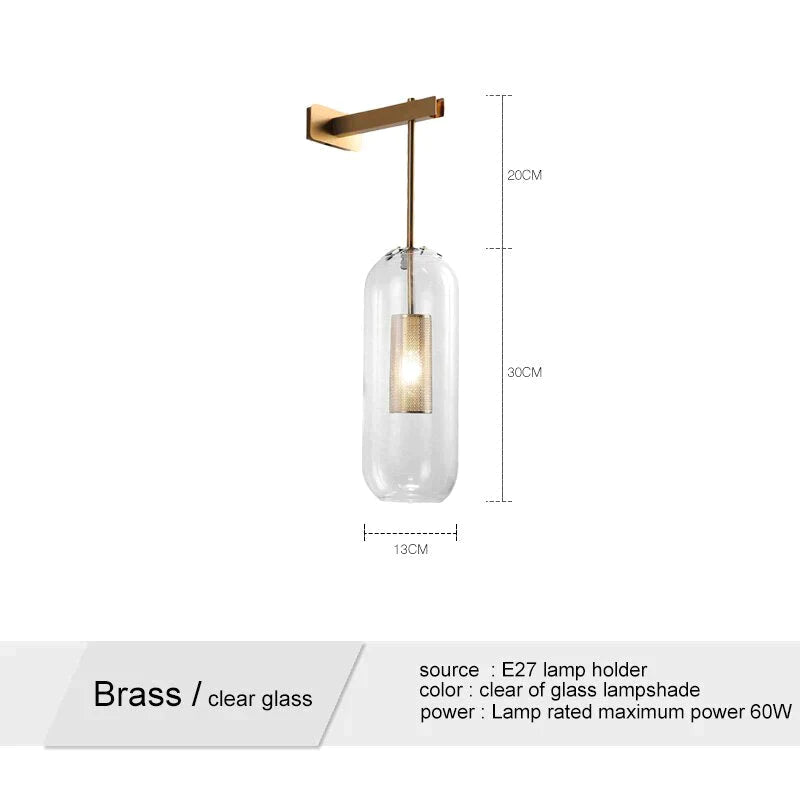 Nordic Modern Decor Glass Lampshade For Bedroom Study Room Stairs Art Wall Lamp