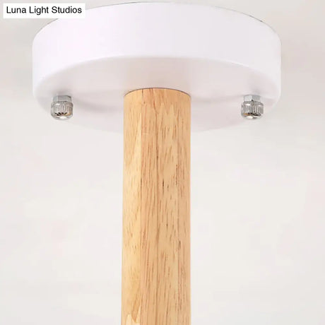Nordic Modern Hanging Light - Cylinder Shade For Boys Bedroom Chandelier Metal & Wood Design