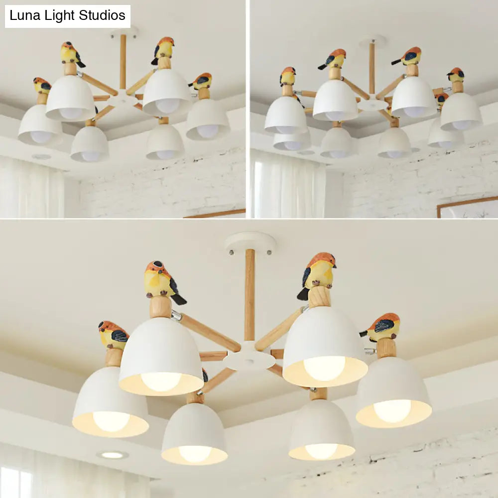 Nordic Modern Iron Chandelier With Bird Deco Lighting For Living Room Décor