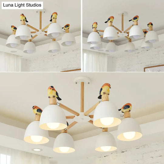 Nordic Modern Iron Chandelier With Bird Deco Lighting For Living Room Décor