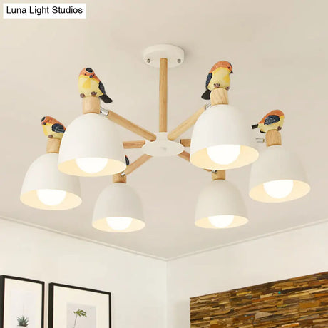 Nordic Modern Iron Chandelier With Bird Deco Lighting For Living Room Décor