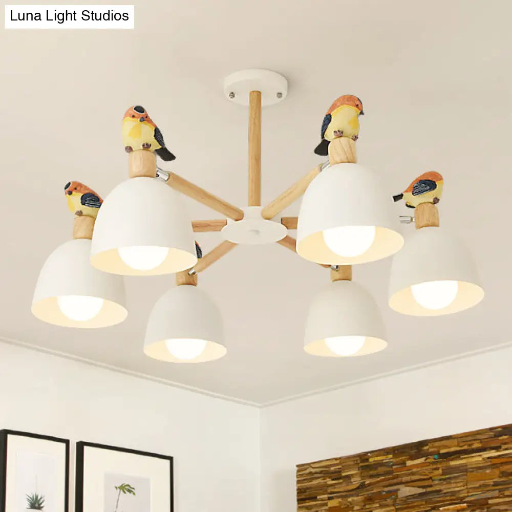 Nordic Modern Iron Chandelier With Bird Deco Lighting For Living Room Décor