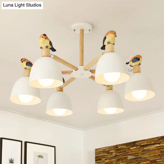 Nordic Modern Iron Chandelier With Bird Deco Lighting For Living Room Décor