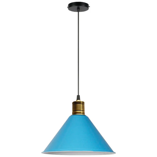 Nordic Modern Metal Tapered Hanging Light - Stylish 1-Light Restaurant Ceiling Pendant Lamp Blue /