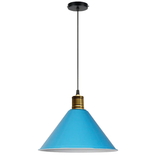 Nordic Modern Metal Tapered Hanging Light - Stylish 1-Light Restaurant Ceiling Pendant Lamp Blue /