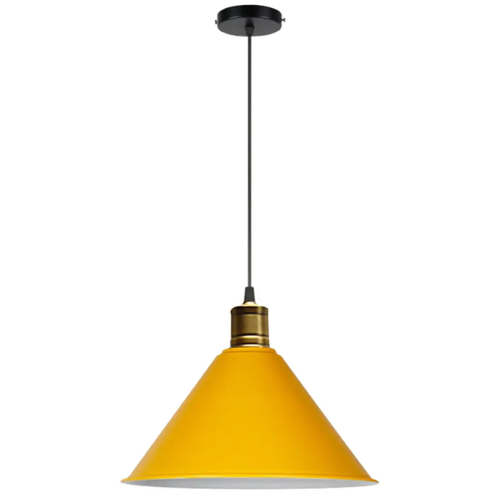 Nordic Modern Metal Tapered Hanging Light - Stylish 1-Light Restaurant Ceiling Pendant Lamp Yellow