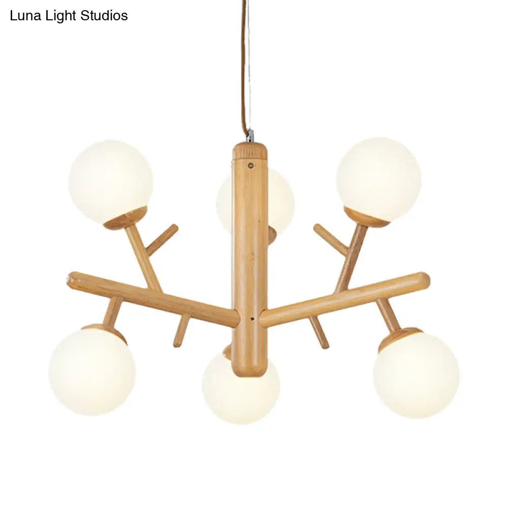 Nordic Modern Wooden White Hanging Chandelier - Ceiling Pendant Light For Dining Room