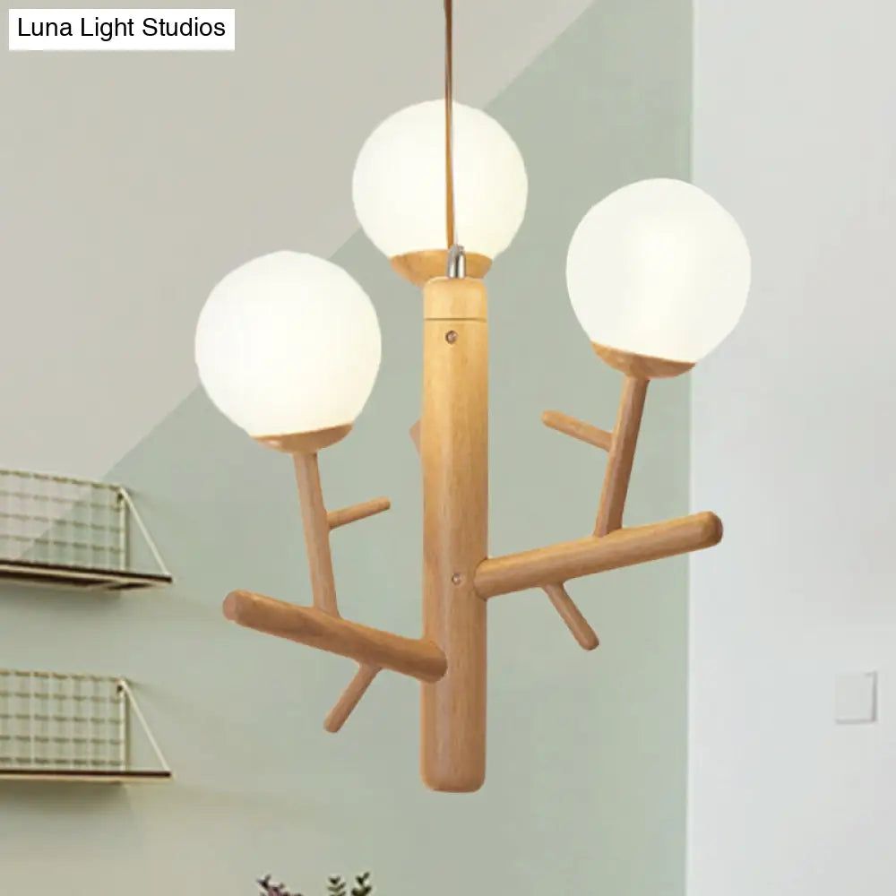 Nordic Modern Wooden White Hanging Chandelier - Ceiling Pendant Light For Dining Room