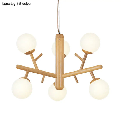 Nordic Modern Wooden White Hanging Chandelier - Ceiling Pendant Light For Dining Room