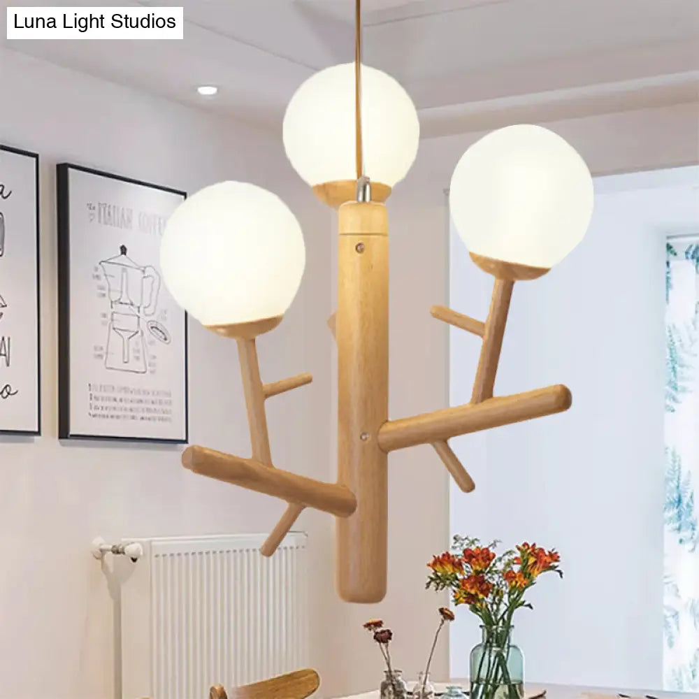 Nordic Modern Wooden White Hanging Chandelier - Ceiling Pendant Light For Dining Room