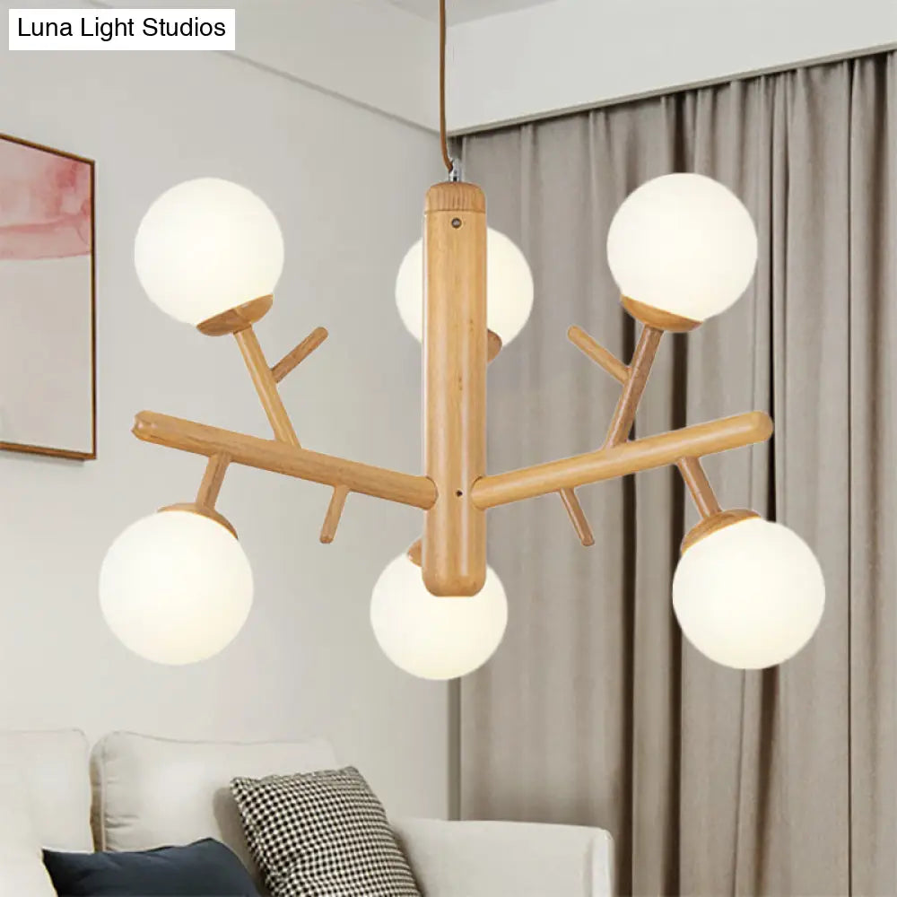 Nordic Modern Wooden White Hanging Chandelier - Ceiling Pendant Light For Dining Room