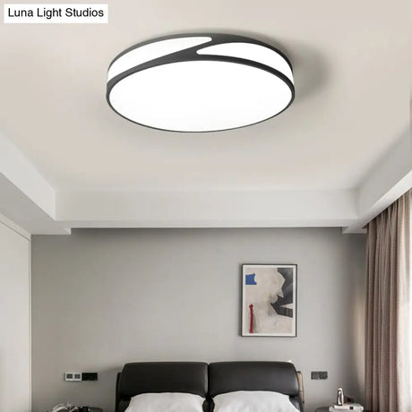 Nordic Monochrome Flush Mount Led Ceiling Light - Slim Panel Round Acrylic 18/21.5 Inch Wide