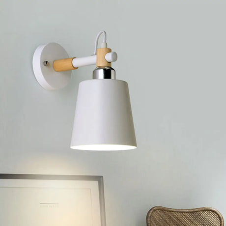 Nordic Monochrome Rotatable Wall Lamp With Empire Shade Ideal For Stairs White