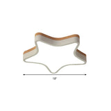 Nordic Nursing Room Star Flush Ceiling Lamp With Acrylic & Wood Panels: Slim Stylish Fixture