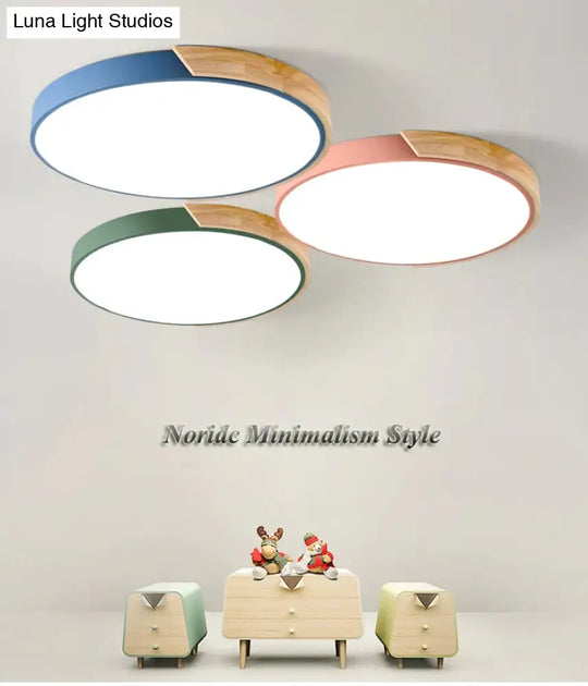 Nordic Oak App Dimmable Led Ceiling Lights Living Room Round Multicolor Alloy Lamp Bedroom Light