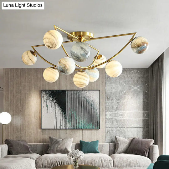 Nordic Ombre Glass Ceiling Lamp With Gold Finish For Bedroom