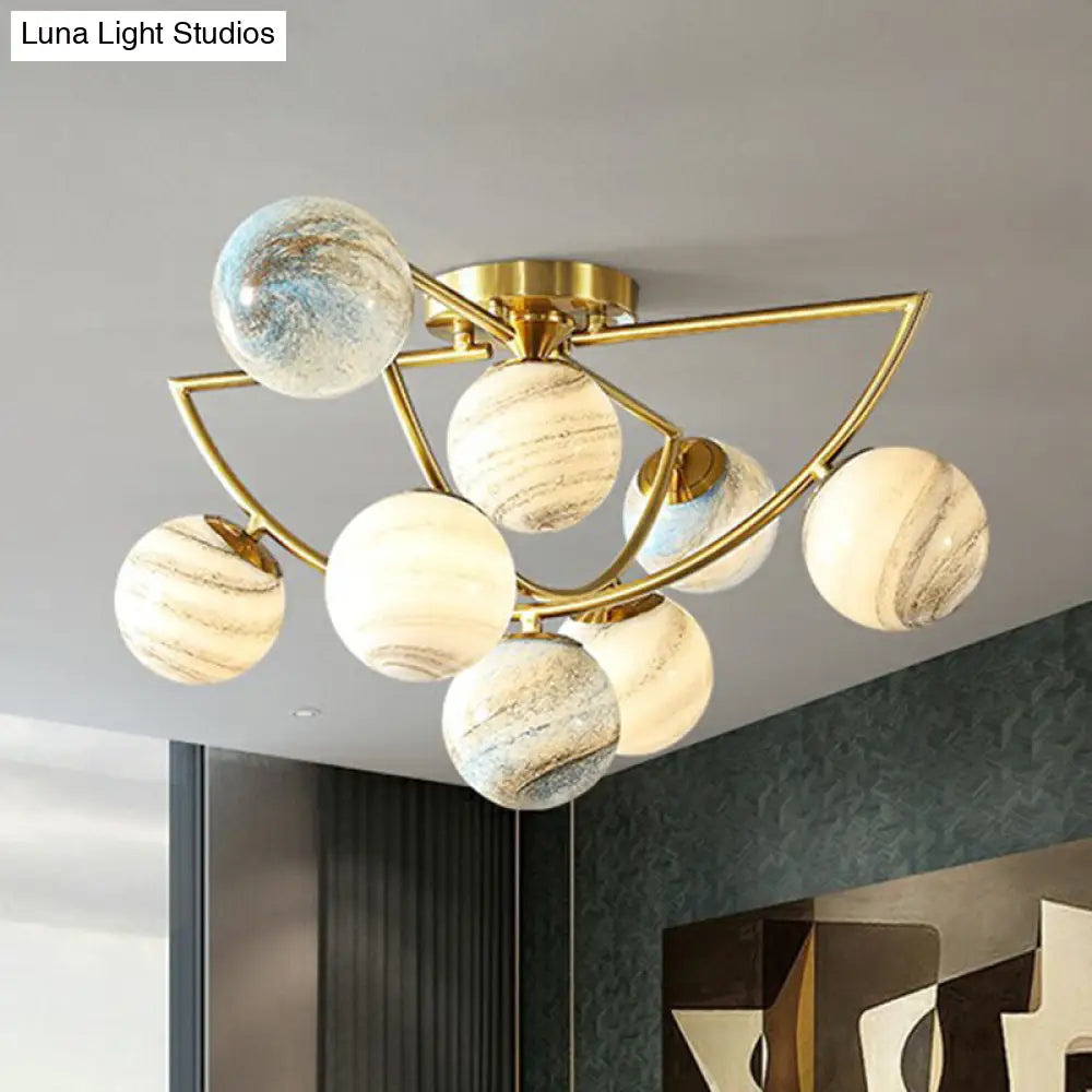Nordic Ombre Glass Ceiling Lamp With Gold Finish For Bedroom