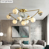Nordic Ombre Glass Ceiling Lamp With Gold Finish For Bedroom