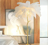 Nordic Ostrich Feather Floor Lamp Stand Light Copper Modern Interior Lighting Decor Home Lights