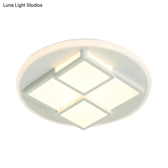 Nordic Pink/White Led Ceiling Light For Bedroom - Square Acrylic Flush Mount